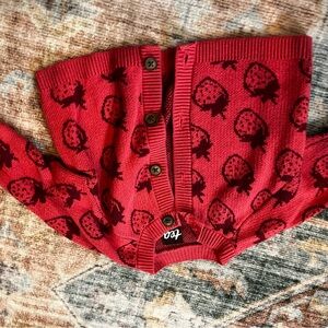 Red Strawberry Pattern Kids Cardigan